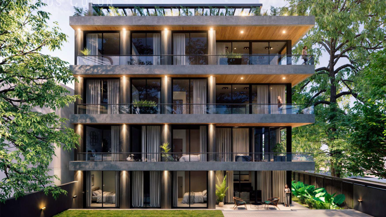 Render exterior del edificio Tempus Colon