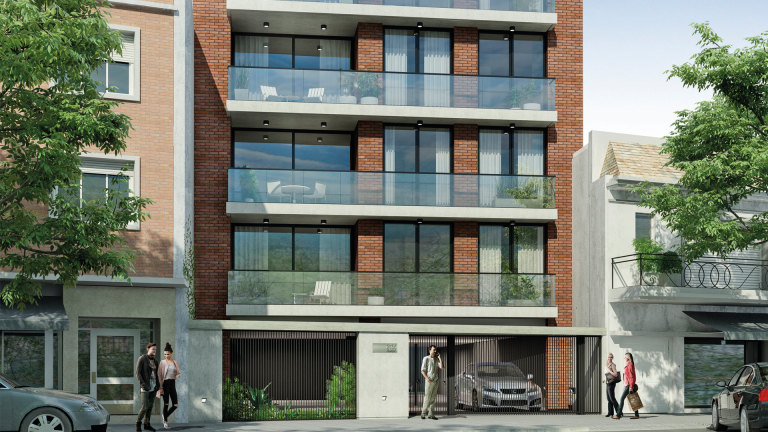 Render exterior del edificio Tempus Rawson