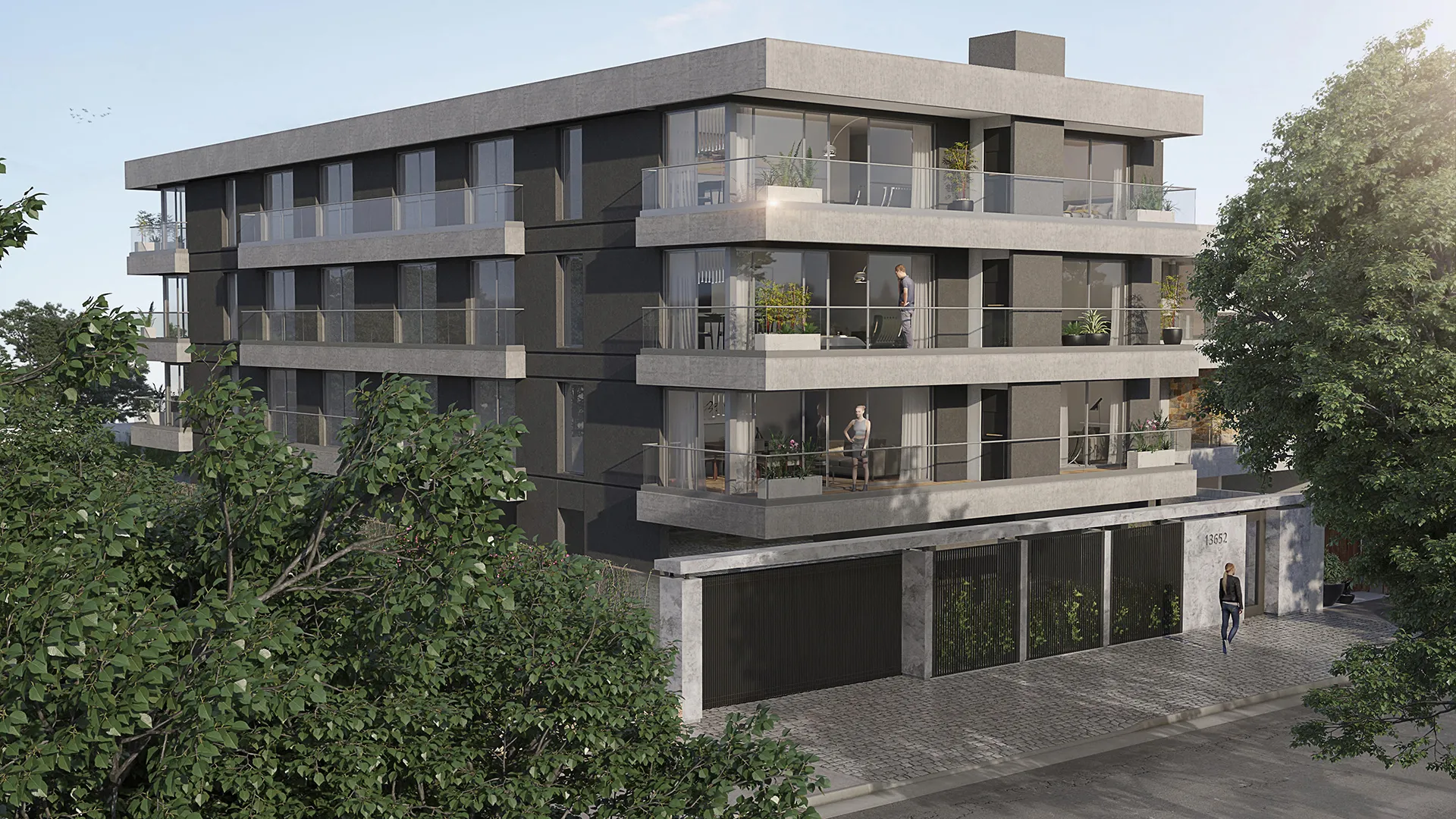 Render exterior del edificio Tempus Libertador